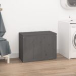 vidaXL Kôš na bielizeň sivý 88,5x44x66 cm masívna borovica – Obrázok 3
