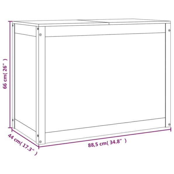 vidaXL Kôš na bielizeň sivý 88,5x44x66 cm masívna borovica – Obrázok 10
