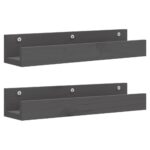vidaXL Nástenné skrinky 2 ks sivé 50x12x9 cm masívna borovica – Obrázok 2