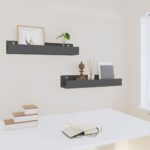 vidaXL Nástenné skrinky 2 ks sivé 50x12x9 cm masívna borovica – Obrázok 6