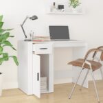 vidaXL Stôl biely 100x49x75 cm spracované drevo – Obrázok 3