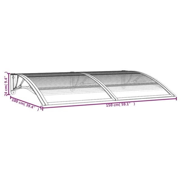 vidaXL Vchodová strieška čierna 150x100 cm polykarbonát – Obrázok 6