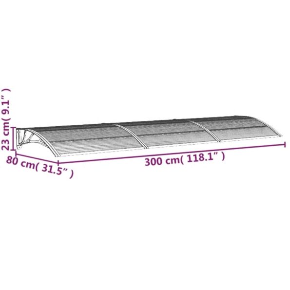 vidaXL Vchodová strieška čierna 300x75 cm polykarbonát – Obrázok 6