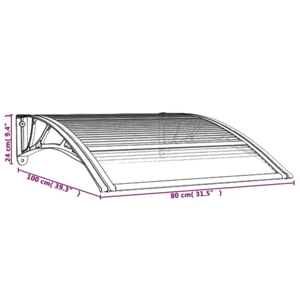 vidaXL Strieška na dvere čierna 100x75 cm polykarbonát – Obrázok 6
