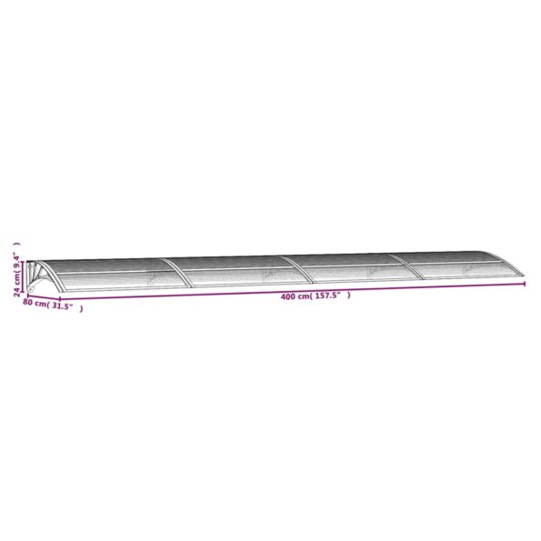 vidaXL Vchodová strieška čierna 400x75 cm polykarbonát – Obrázok 6