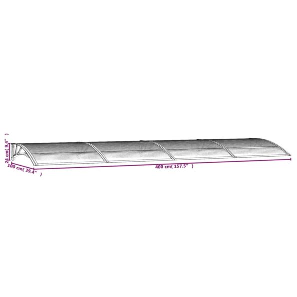 vidaXL Strieška na dvere čierna 400x100 cm polykarbonát – Obrázok 6