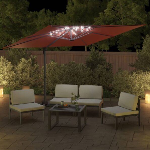 vidaXL LED konzolový slnečník tehlový 400x300 cm – Obrázok 3