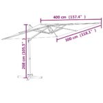 vidaXL LED konzolový slnečník tehlový 400x300 cm – Obrázok 12