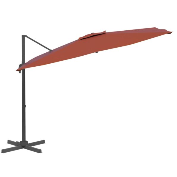 vidaXL LED konzolový slnečník tehlový 400x300 cm – Obrázok 5