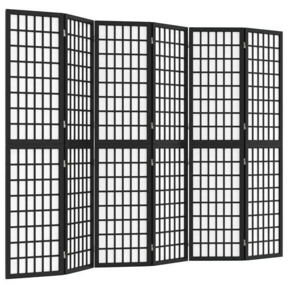vidaXL Skladací paraván so 6 panelmi japonský štýl 240x170 cm čierny – Obrázok 2