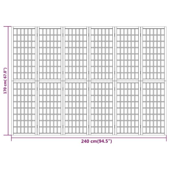vidaXL Skladací paraván so 6 panelmi japonský štýl 240x170 cm čierny – Obrázok 7