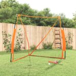 vidaXL Bejzbalová sieť oranžovo-čierna 183x182x183cm oceľ a polyester