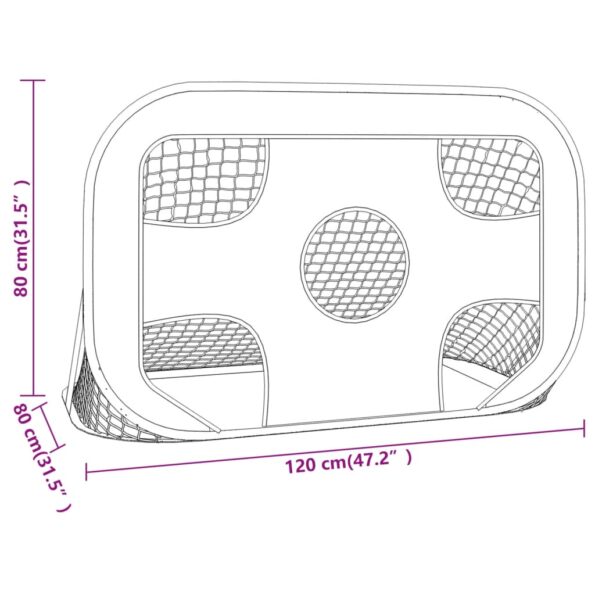 vidaXL Sieť na futbalovú bránku s terčom 120x80x80 cm polyester – Obrázok 8