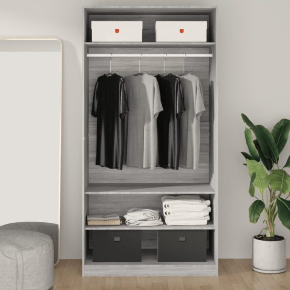 vidaXL Šatník sivý sonoma 100x50x200 cm kompozitné drevo – Obrázok 3