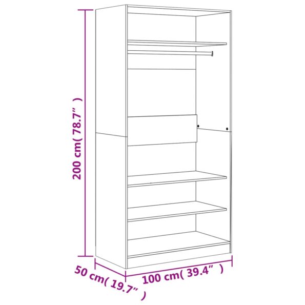 vidaXL Šatník sivý sonoma 100x50x200 cm kompozitné drevo – Obrázok 8