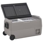 vidaXL Chladiaci box s kolieskom a adaptérom čierno-sivý 50 l PP a PE – Obrázok 3