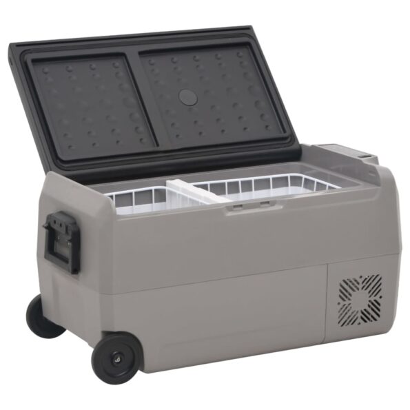 vidaXL Chladiaci box s kolieskom a adaptérom čierno-sivý 50 l PP a PE – Obrázok 3