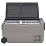 vidaXL Chladiaci box s kolieskom a adaptérom čierno-sivý 50 l PP a PE – Obrázok 4