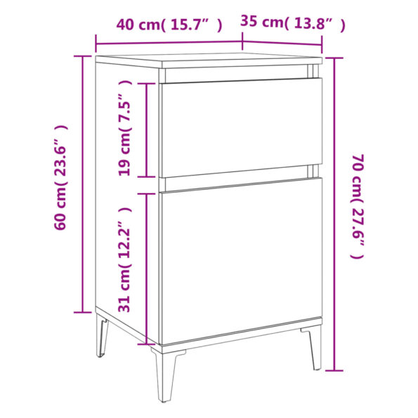 vidaXL Nočné stolíky 2 ks dymový dub 40x35x70 cm – Obrázok 11