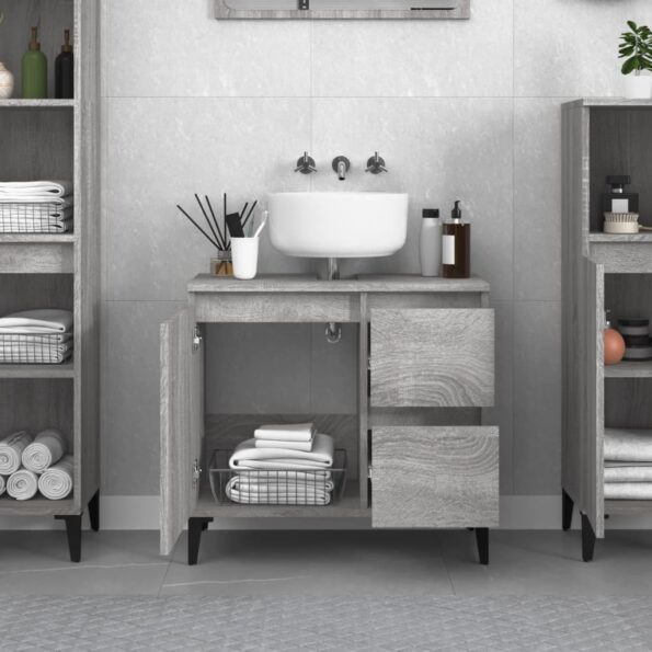 vidaXL Kúpeľňová skrinka sivý dub sonoma 65x33x60 cm kompozitné drevo – Obrázok 3