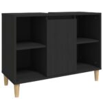 vidaXL Umývadlová skrinka čierna 80x33x60 cm kompozitné drevo – Obrázok 2