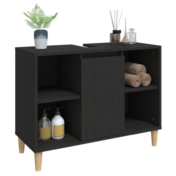 vidaXL Umývadlová skrinka čierna 80x33x60 cm kompozitné drevo – Obrázok 4