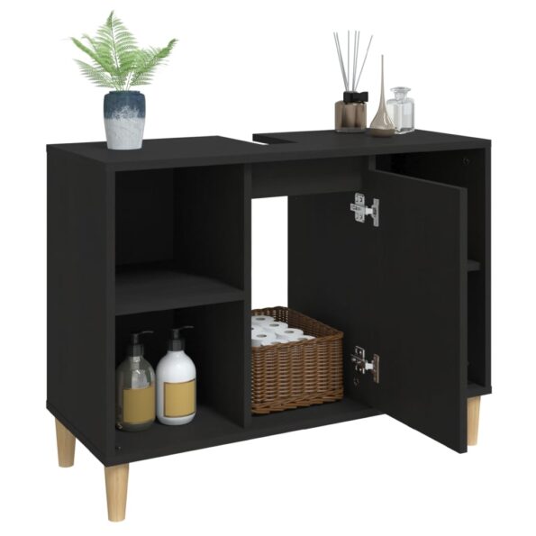 vidaXL Umývadlová skrinka čierna 80x33x60 cm kompozitné drevo – Obrázok 5