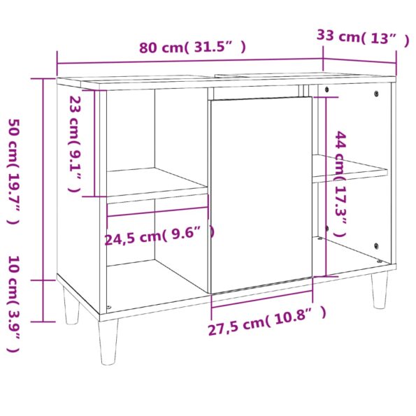 vidaXL Umývadlová skrinka čierna 80x33x60 cm kompozitné drevo – Obrázok 11