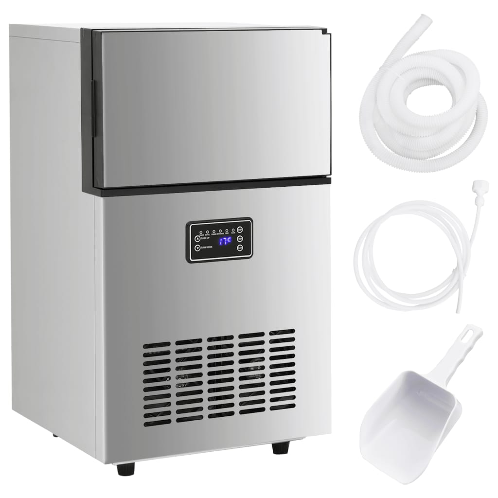 VXL8720845740221_a_en_hd_1.jpg vidaXL Výrobník ľadových kociek strieborný 45 kg / 24 h – Obrázok 1