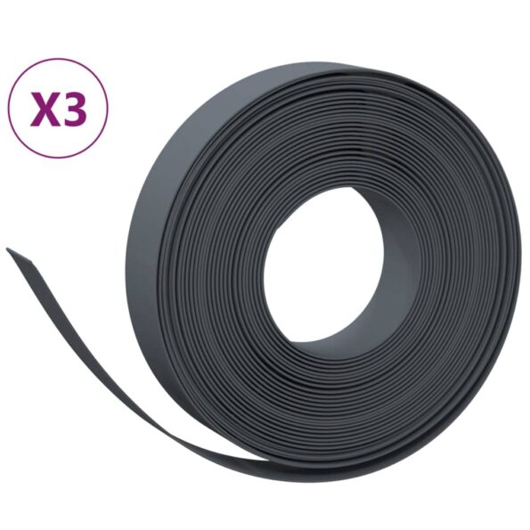 vidaXL Záhradné obruby 3 ks sivé 10 m 10 cm polyetylén – Obrázok 2