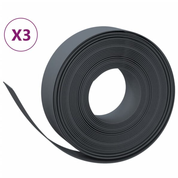 vidaXL Záhradné obruby 3 ks sivé 10 m 15 cm polyetylén – Obrázok 2