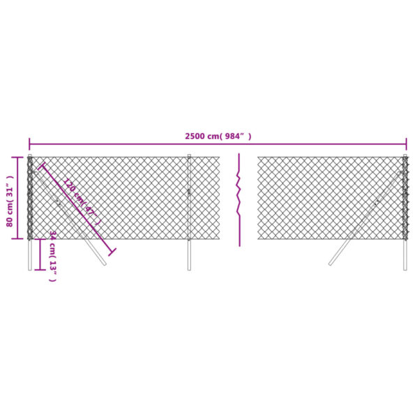 vidaXL Drôtený plot zelený 0,8x25 m – Obrázok 5