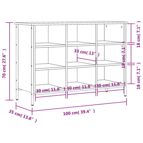 vidaXL Botník sivý dub sonoma 100x35x70 cm kompozitné drevo – Obrázok 9