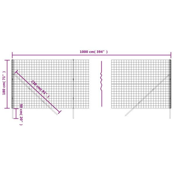 vidaXL Drôtený plot zelený 1,8x10 m pozinkovaná oceľ – Obrázok 5