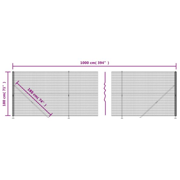 vidaXL Drôtený plot s prírubou zelený 1,8x10 m – Obrázok 6