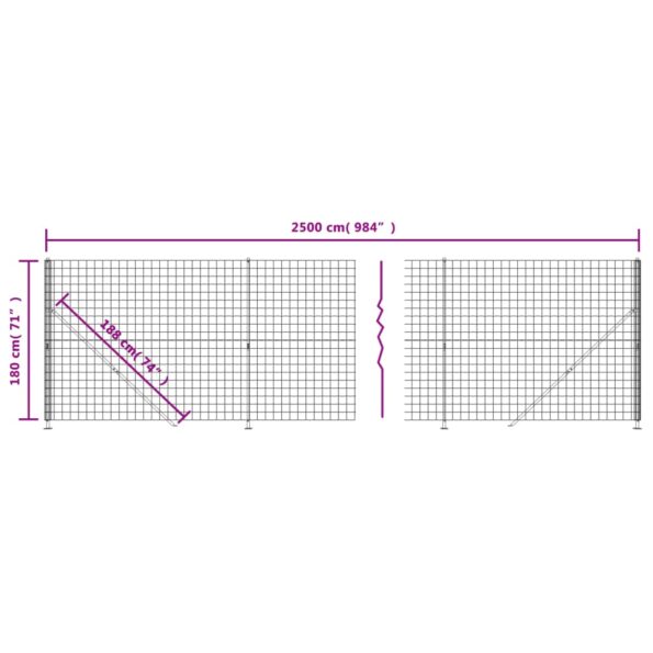vidaXL Drôtený plot s kotviacimi hrotmi zelený 1,8x25 m – Obrázok 6