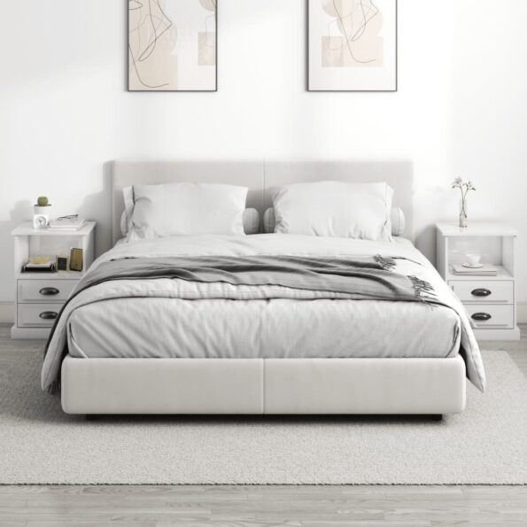 vidaXL Nočné stolíky 2 ks lesklé biele 43x36x60 cm – Obrázok 3