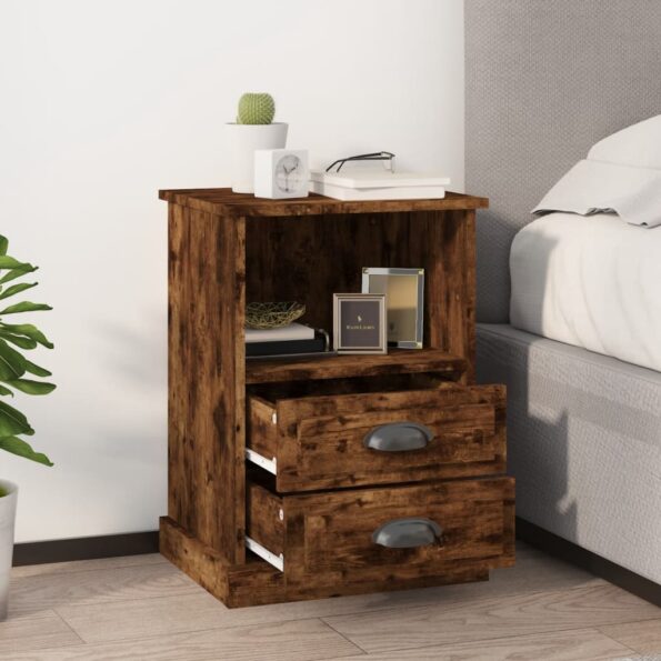 vidaXL Nočný stolík dymový dub 43x36x60 cm – Obrázok 3