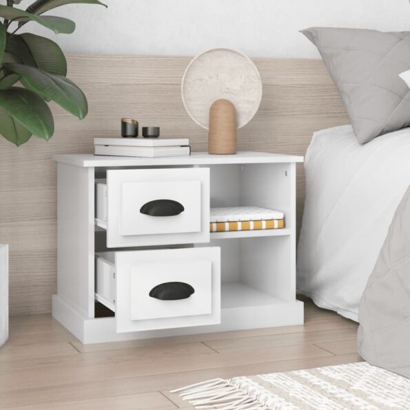 vidaXL Nočný stolík lesklý biely 60x35,5x45 cm – Obrázok 3