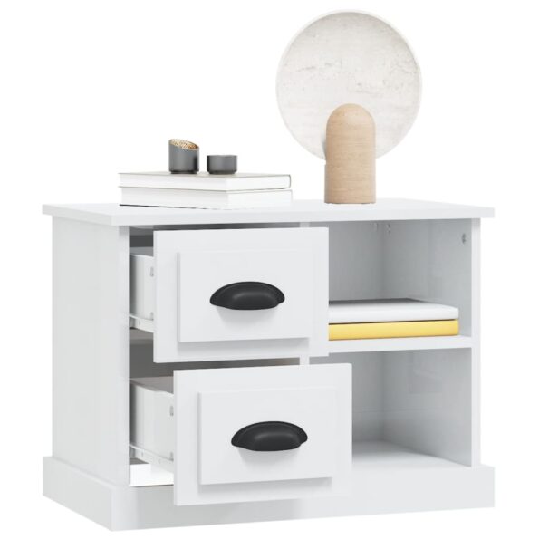 vidaXL Nočný stolík lesklý biely 60x35,5x45 cm – Obrázok 5