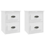 vidaXL Nástenné nočné stolíky 2 ks biele 41,5x36x53 cm – Obrázok 2