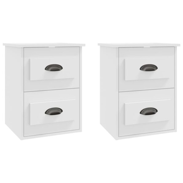 vidaXL Nástenné nočné stolíky 2 ks biele 41,5x36x53 cm – Obrázok 2