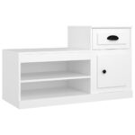 vidaXL Botník biely 100x42x60 cm spracované drevo – Obrázok 2