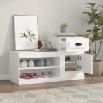 vidaXL Botník biely 100x42x60 cm spracované drevo – Obrázok 3