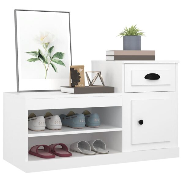 vidaXL Botník biely 100x42x60 cm spracované drevo – Obrázok 4