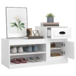 vidaXL Botník biely 100x42x60 cm spracované drevo – Obrázok 5