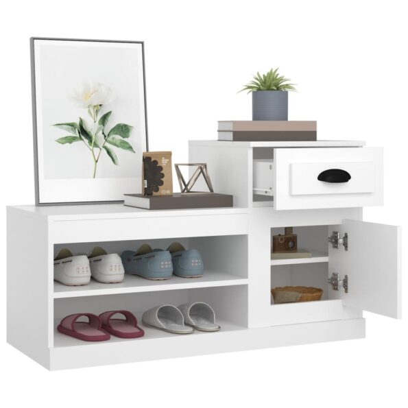 vidaXL Botník biely 100x42x60 cm spracované drevo – Obrázok 5
