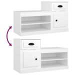 vidaXL Botník biely 100x42x60 cm spracované drevo – Obrázok 9