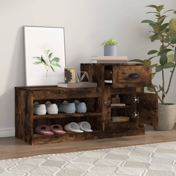vidaXL Botník dymový dub 100x42x60 cm kompozitné drevo – Obrázok 3