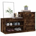 vidaXL Botník dymový dub 100x42x60 cm kompozitné drevo – Obrázok 4